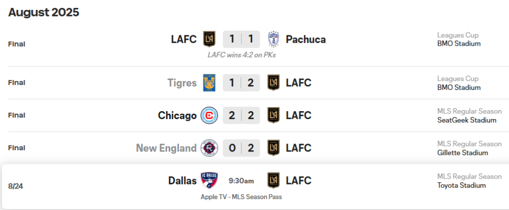 MLS 리그 순위, LA FC 시즌 순위 - 손흥민 이적 2025 10 mls 리그 순위