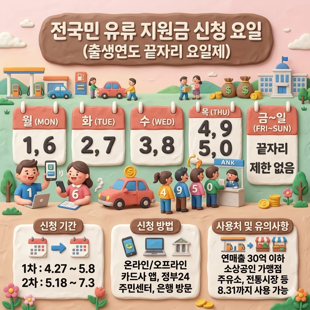전국민 유류 지원금 신청 요일