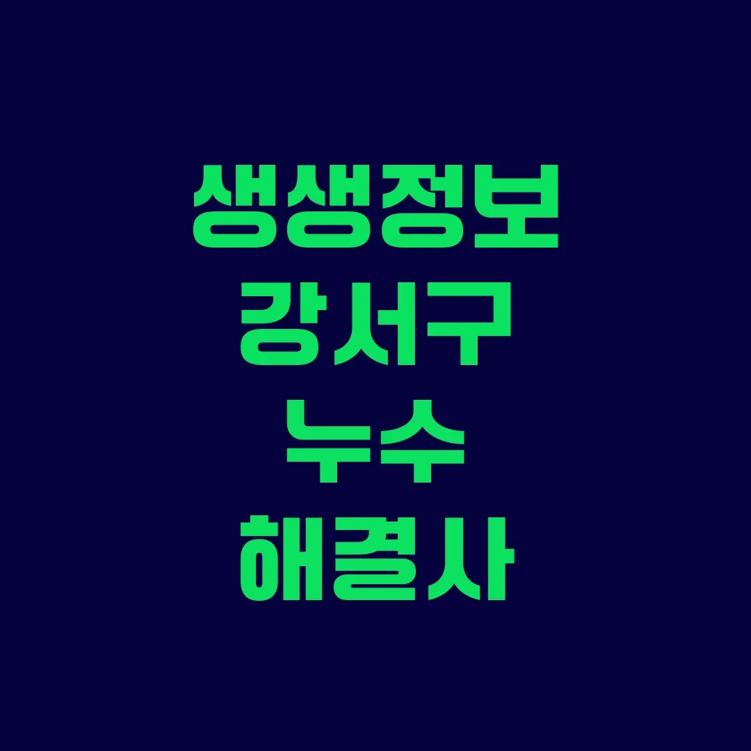 생생정보 강서구 누수 해결사